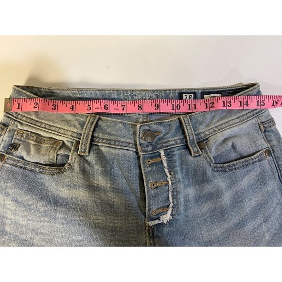 Miss me skinny Jeans raw hem light wash button fly Women's size 28 distressed - Picture 7 of 13